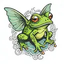cute frog with angle wings  tattoo design idea