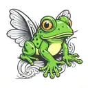 cute frog with angle wings  tattoo design idea