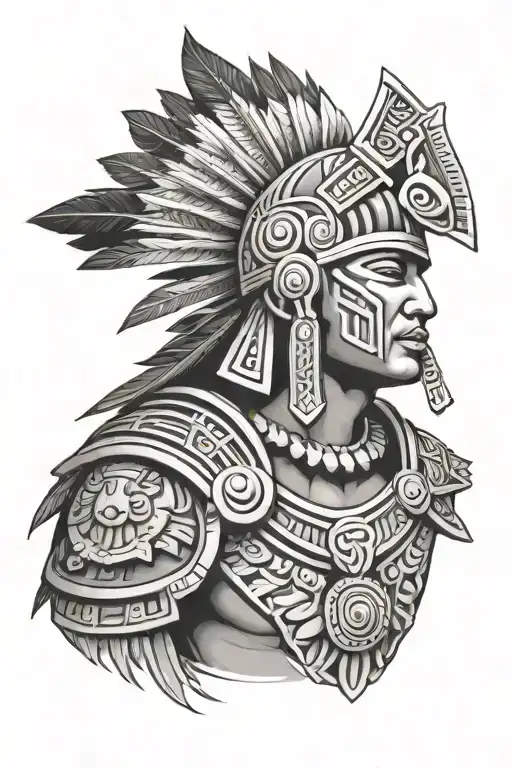 mexican aztec warrior tattoo design idea