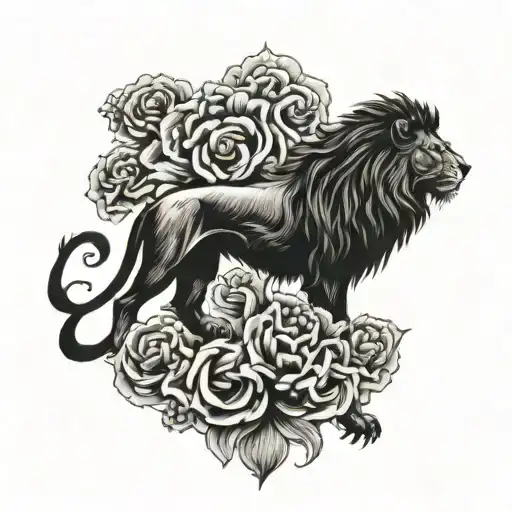 lion and jin jang tattoo design idea