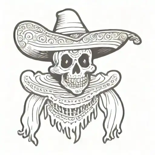 ghost with sombrero tattoo design idea