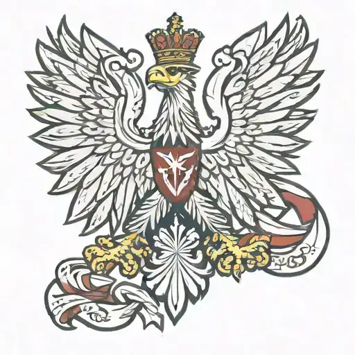 Polish eagle and flag tattoo design idea