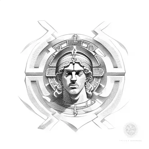 Stoic Greek elements representing stoic philosophy applied to human condition  tattoo design idea