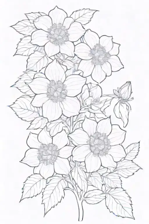 geranium Lillie's dahlias habisquis rose flower vine wrapping  tattoo design idea