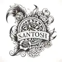 Santosh name tattoo design idea