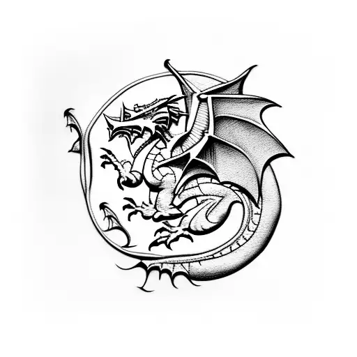 Welsh dragon using a computer  tattoo design idea
