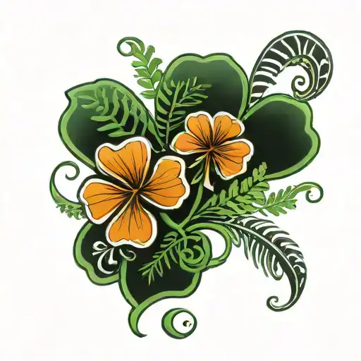 Irish shamrock with a small New Zealand silver fern tattoo design idea