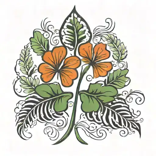 irish shamrock with a small New Zealand silver fern tattoo design idea