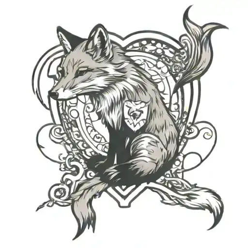 fox, trap life and a heart tattoo design idea