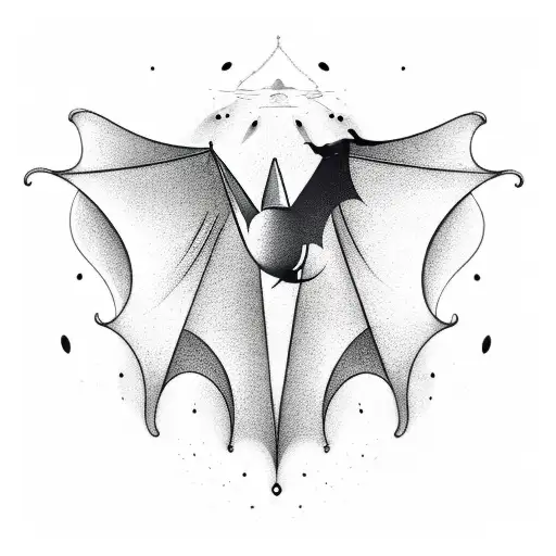 A modern art inspired tattoo featuring a bat and ghost in a surrealistic composition tattoo design idea