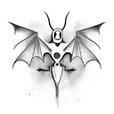 A modern art inspired tattoo featuring a bat and ghost in a surrealistic composition tattoo design idea