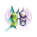 A modern art inspired tattoo featuring a bat and ghost in a surrealistic composition tattoo design idea