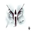 A modern art inspired tattoo featuring a bat and ghost in a surrealistic composition tattoo design idea