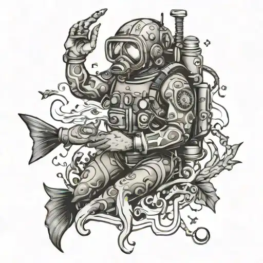 scuba diving tattoo design idea