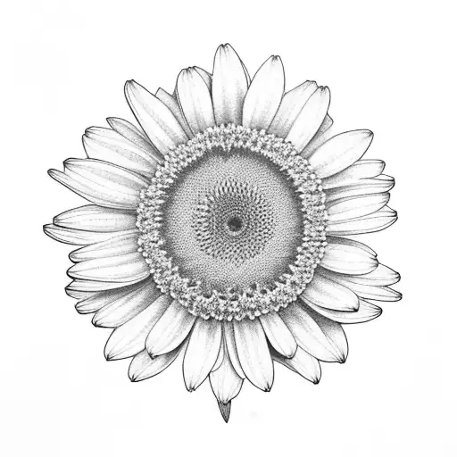 Christian Cross in the center, surrounded by chrysanthemum, daisy, marigold, gladiolus in each of the 4 corners.  tattoo design idea