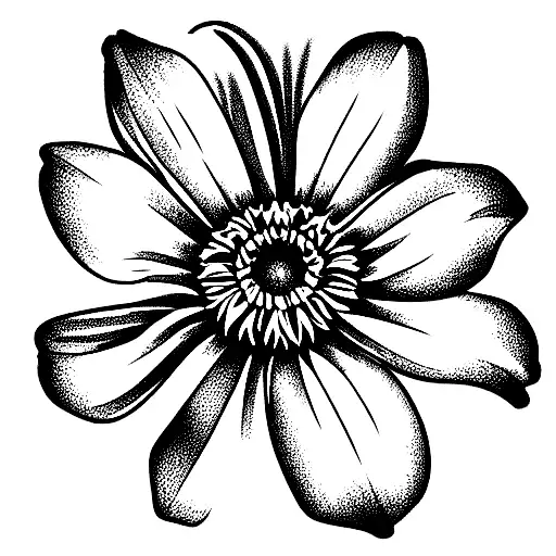 Christian Cross, chrysanthemum, daisy, marigold, gladiolus  tattoo design idea