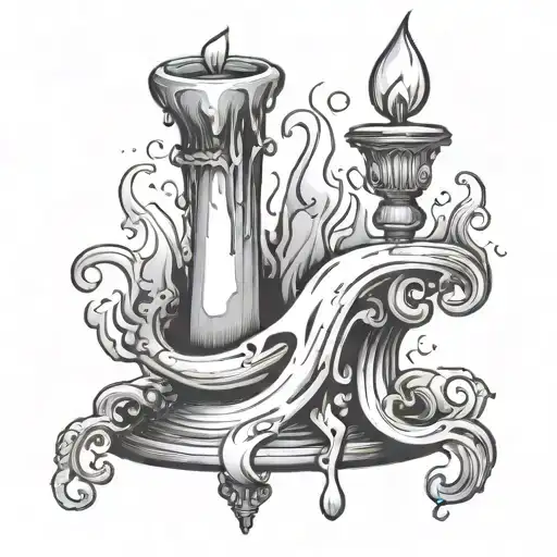 OLD MELTING CANDLE in candlestick  tattoo design idea