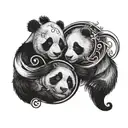 pandas in yin and yang symbol intertwined tattoo design idea