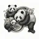 pandas in yin and yang symbol intertwined tattoo design idea