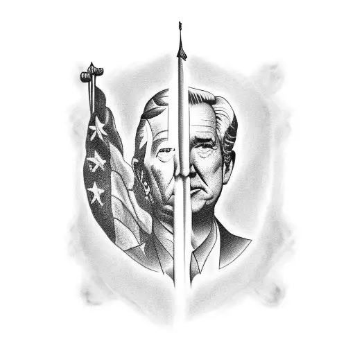 A full leg sleeve with an American constitutional vibes, including former presidents tattoo design idea