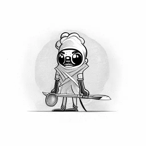 A character from The Binding of Isaac wielding a cooking utensil tattoo design idea