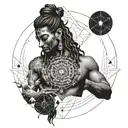 techno music and shiva  tattoo design idea