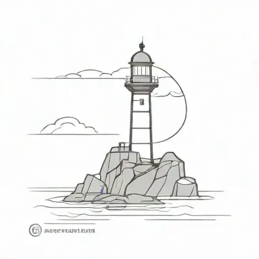 Lighthouse rocks sea tattoo design idea