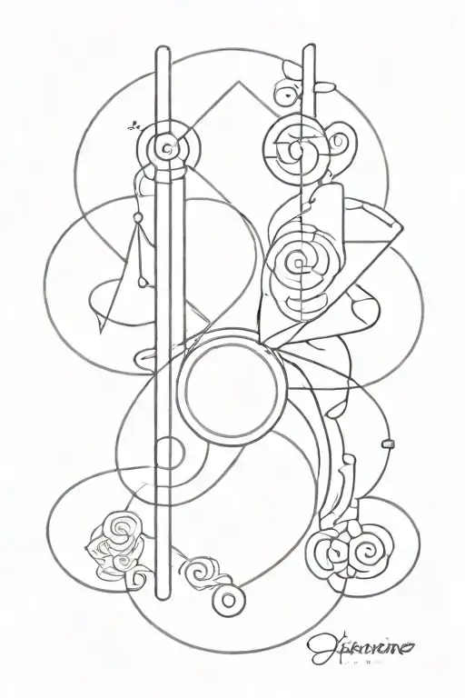 gitarre with spiritual signs gemini and others buddhism symbols tattoo design idea