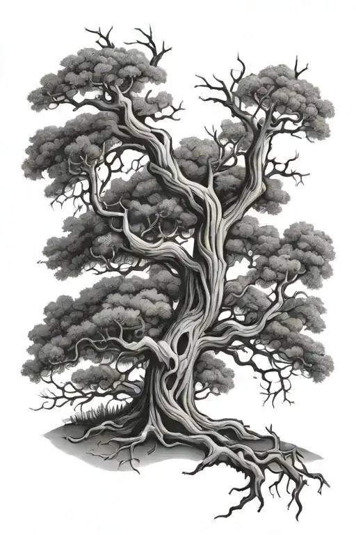 tree half dead tree tattoo design idea