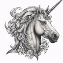 unicorn head with Natalie written underneath  tattoo design idea