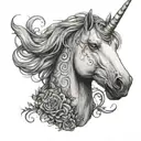 unicorn head with Natalie written underneath  tattoo design idea
