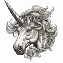 unicorn head with Natalie written underneath  tattoo design idea