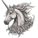 unicorn head with Natalie written underneath  tattoo design idea