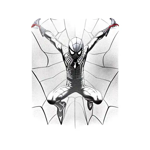 Spiderman on fire in his red and blue suit tattoo design idea