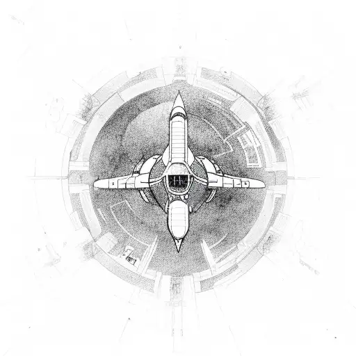 spaceship interior tattoo design idea