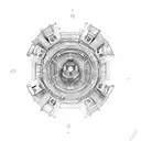 spaceship interior tattoo design idea