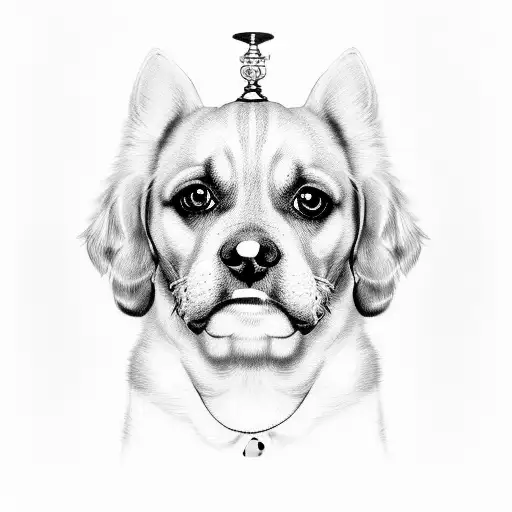 dog portrait with victorian vibes tattoo design idea
