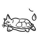 cat vs turtle tattoo design idea