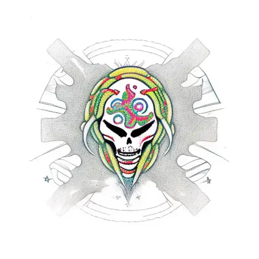 alien sketch rasta head peace sign tattoo design idea