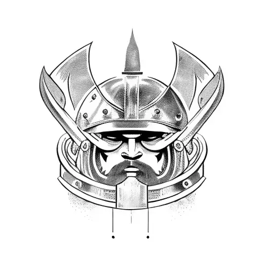 viking men with helmet tattoo design idea