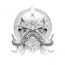 viking with helmet and serpent down arm  tattoo design idea