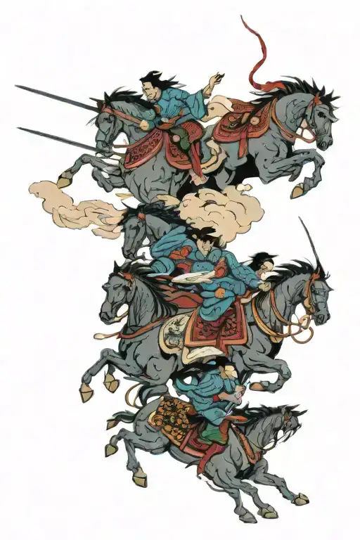 four horsemen of apocalypse riding across tattoo design idea