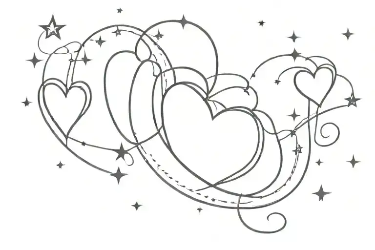 heart rhtym inside miracle typing and stars tattoo design idea
