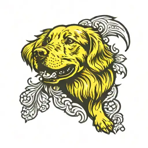 lime green golden retriever tattoo design idea