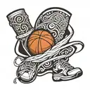 basketball and maori leg band tattoo tattoo design idea