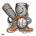 basketball and maori leg band tattoo tattoo design idea