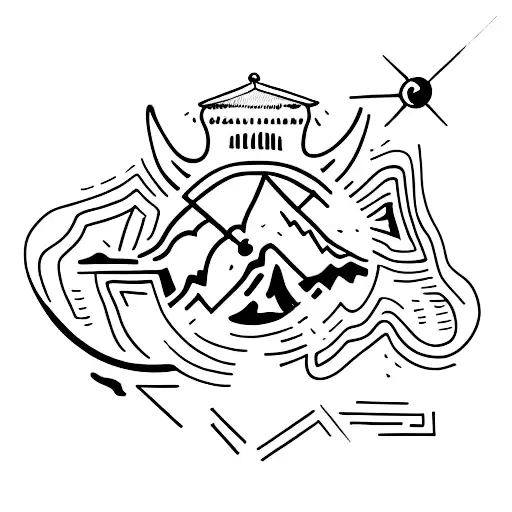 hiking camino de santiago tattoo design idea