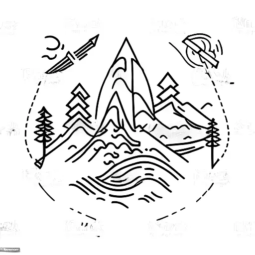 hiking camino tattoo design idea