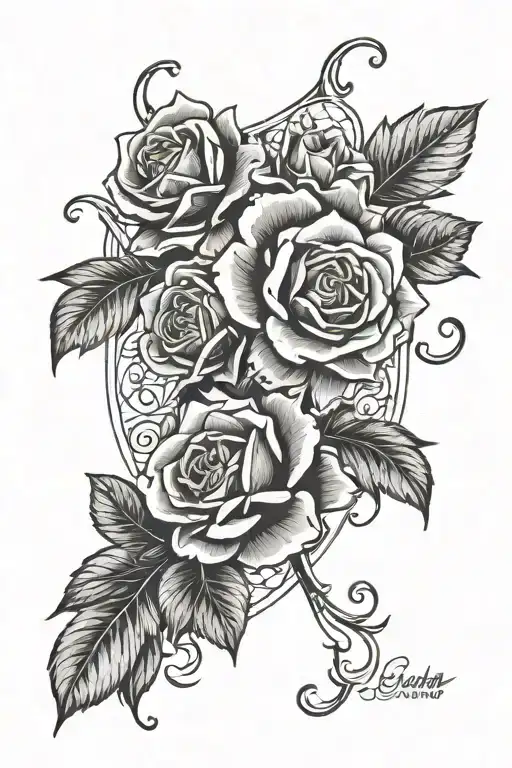 wild roses with gargoyle and gemini sign tattoo design idea