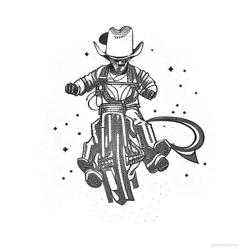 cowboy riding a comet tattoo design idea